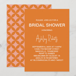 Invitation Mariage Modernité Orange Milieu de Siècle Bains de
