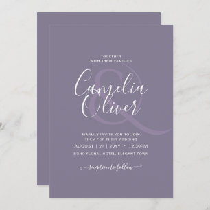 Invitation MARIAGE monochrome Dusté violet BUDGET Lavande