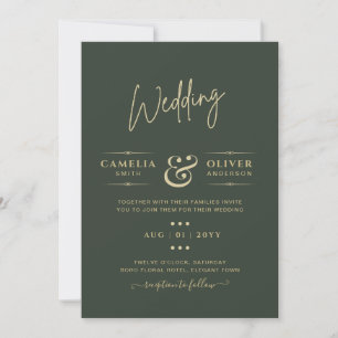 Invitation Mariage monochrome vert moderne