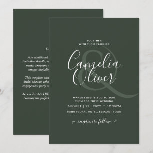 Invitation Mariage monochrome vert moderne