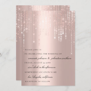 Invitation Mariage Monogramme Blush Chaînes Roses Confetti
