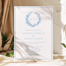 Mariage Monogramme classique en crête bleue Dusty