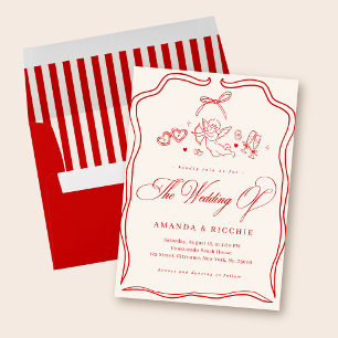 Invitation Mariage Monogramme Cupidon Vintage Chérubin Dessin