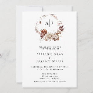 Invitation Mariage Monogramme d'automne du budget
