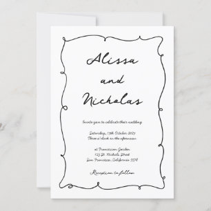 Invitation Mariage Monogramme de bordure et de script de main