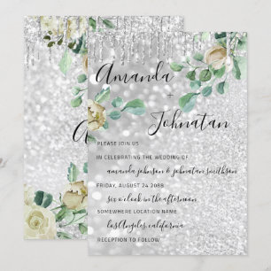 Invitation Mariage Monogramme Drives Florals Mint Parties sci