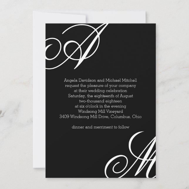 Invitation Mariage Monogramme Edge moderne (Devant)