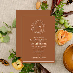 Invitation Mariage Monogramme en terre cuite moderne