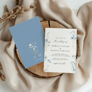 Invitation Mariage Monogramme Fleur sauvage Dusty