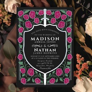 Invitation Mariage Monogramme Imaginaire Silver Sword Shield