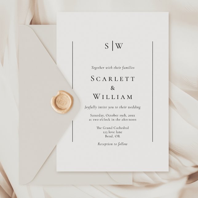 Invitation Mariage monogramme minimal traditionnel simple (Créateur téléchargé)