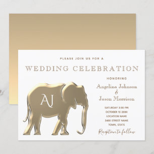 Invitation Mariage Monogramme Or