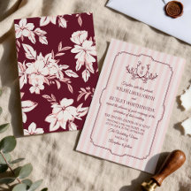 Mariage Monogramme Rayures Rouge-Bourgogne Verdure
