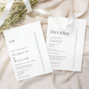 Invitation Mariage Monogramme Simple Moderne Minimal Tout En