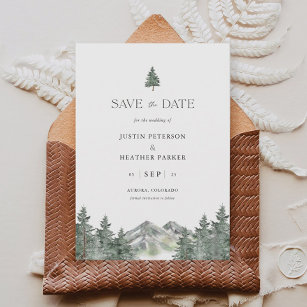 Invitation Mariage Montagne Pine Tree Enregistrer Les Dates
