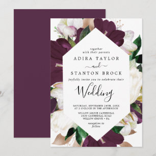 Invitation Mariage Moody Purple Blooms