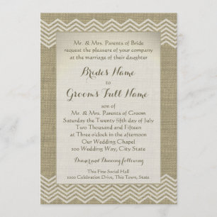 Invitation Mariage Motif Burlap Zigzag
