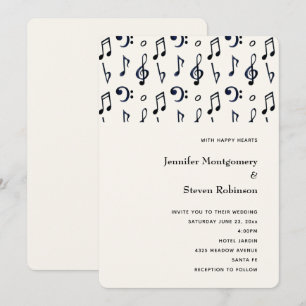 Invitation Mariage Motif de notes musicales mignonnes