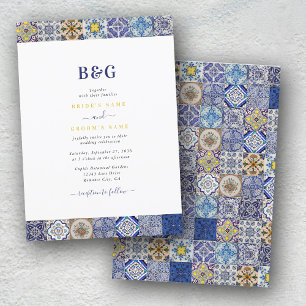 Invitation Mariage Motif de tuiles portugaises méditerranéenn