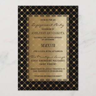 Invitation Mariage Motif d'or officiel en noir