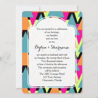 Invitation Mariage motif géométrique de style années 80