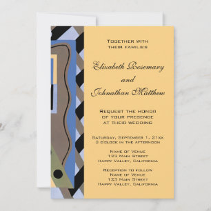Invitation Mariage motif Jazz Art Déco Pochoir Vintage