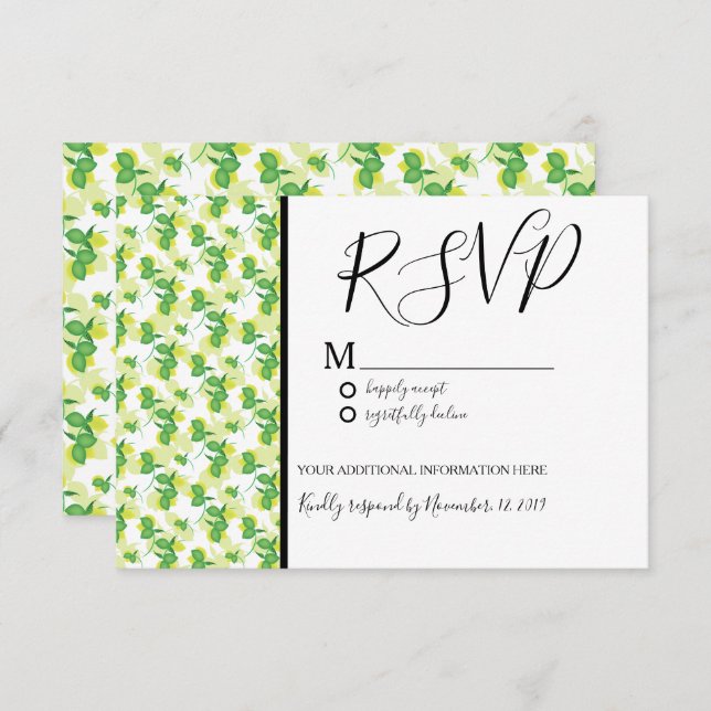 Invitation Mariage Motif sans couture Silo Lemon frais (Devant / Derrière)