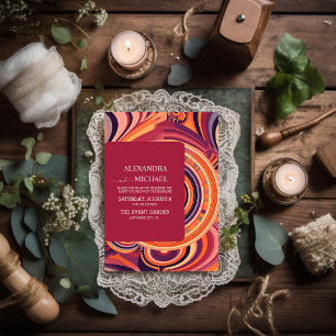 Invitation Mariage motif Super rétro les années 70