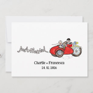Invitation Mariage moto et side-car en soirée
