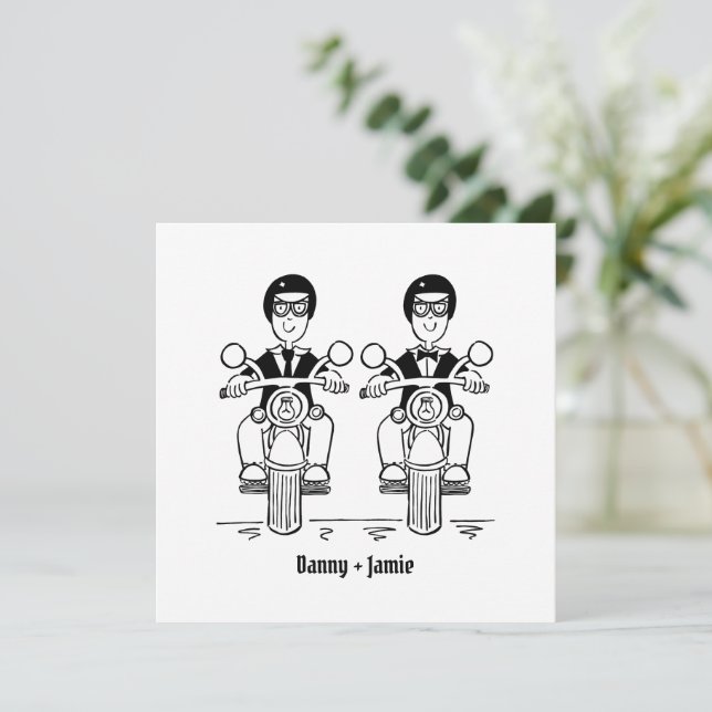 Invitation Mariage motocyclette Grooms (Debout devant)