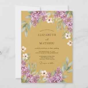Invitation Mariage Moutarde Violet Lilas Eucalyptus