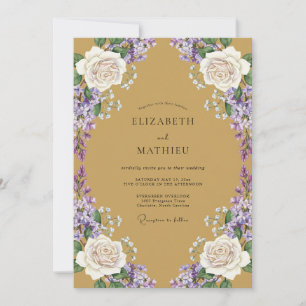 Invitation Mariage Moutarde Violet Wisteria