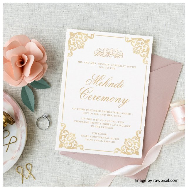 Invitation Mariage musulman baroque Mehndi musulman (Créateur téléchargé)