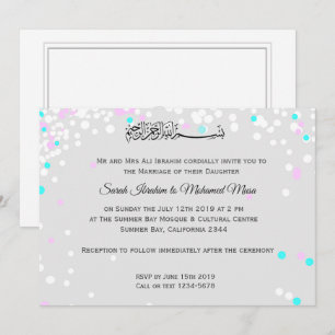 Invitation Mariage musulman de confettis blancs