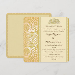 Invitation Mariage musulman de Paisley d'or
