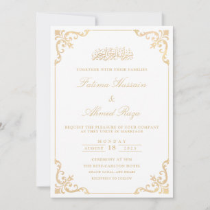 Invitation Mariage Musulman de Style Rococo Orné avec Écritur