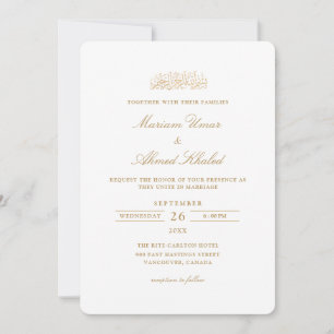 Invitation Mariage Musulman Moderne Minimaliste avec Écriture