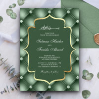 Mariage Musulman Motif Diamants Touffus Vert Sauge