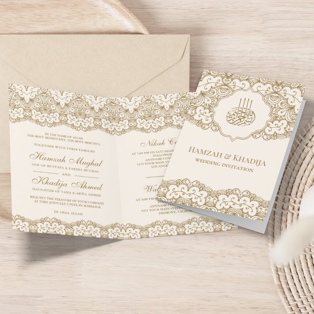 Invitation Mariage musulman musulman islamique de créme et de (Créateur téléchargé)
