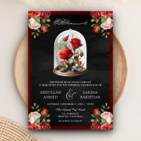 Mariage Musulman Noir Code QR Rose Rouge sous Dôme