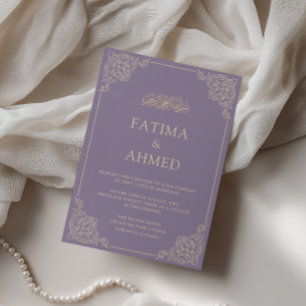 Invitation Mariage Musulman Vintage Lace Or Lilas Lavande