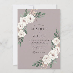 Invitation Mariage Muted Lilas Mauve Pivoine