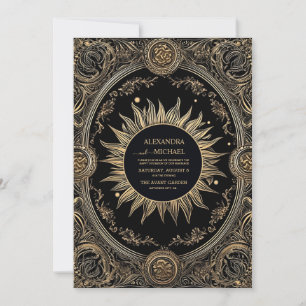 Invitation Mariage mystique céleste noir et or