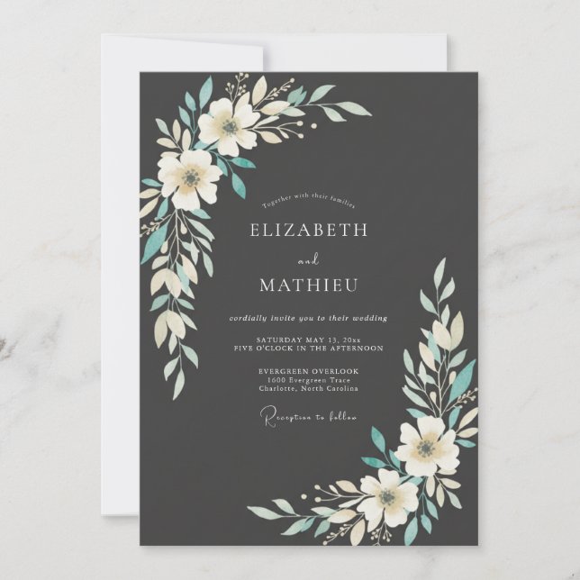 Invitation Mariage Mystique Charbon de Nuit Sombre (Devant)