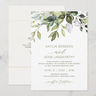 Invitation Mariage Naturel Botanique Verdure Aquarelle