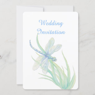 Invitation Mariage naturel vert bleu de la libellule d'eau
