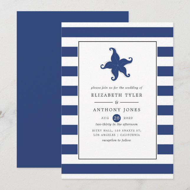 Invitation Mariage nautique (Devant / Derrière)