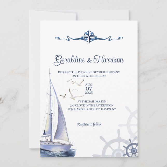 Invitation Mariage nautique (Devant)