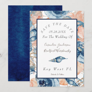 Invitation Mariage nautique Aquarelle  Roses