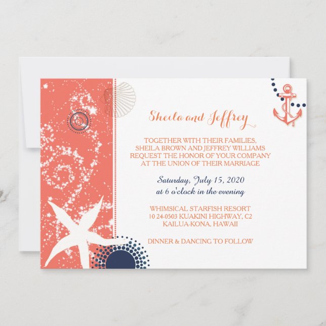 Invitation Mariage nautique bleu marine (Devant)